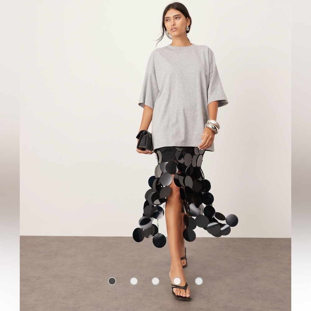 ASOS Black Sequin Disc Asymmetrical Skirt